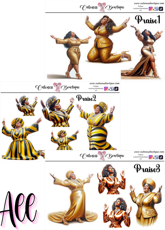 The PRAYER WARRIORS Collection Sticker Sheet | Cuteness Planner Stickers for Agendas, Planners, Notebooks, Dividers | PRAISE