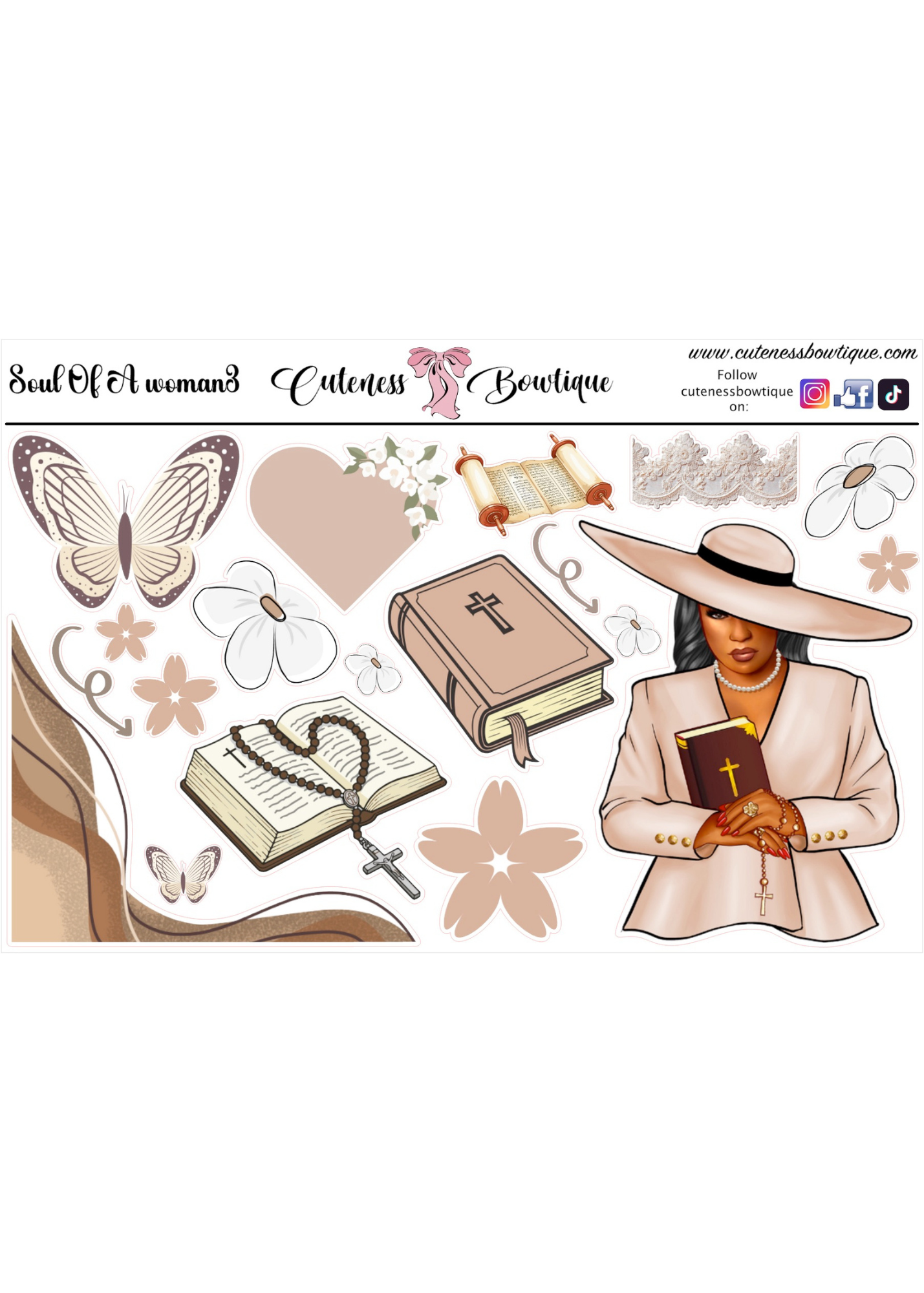 The WAR BINDER Collection Sticker Sheet | Cuteness Planner Stickers for Agendas, Planners, Notebooks, Dividers | SOUL OF A WOMAN 1~3