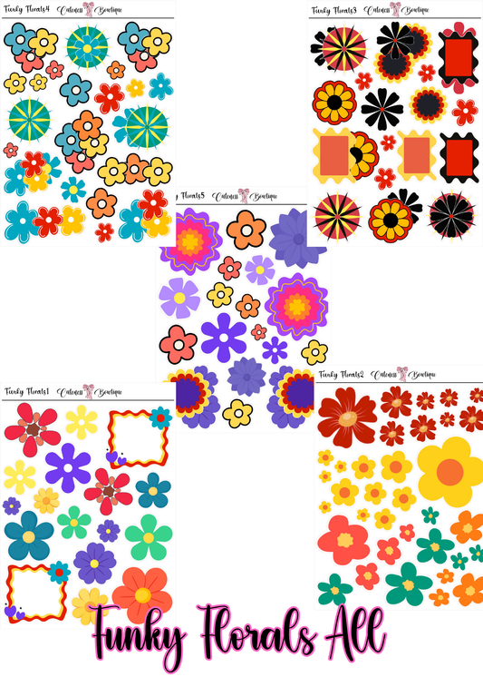 The Deco Elements Collection Sticker Sheet | Cuteness Planner Stickers for Agendas, Planners, Notebooks, Dividers | FUNKY FLORALS