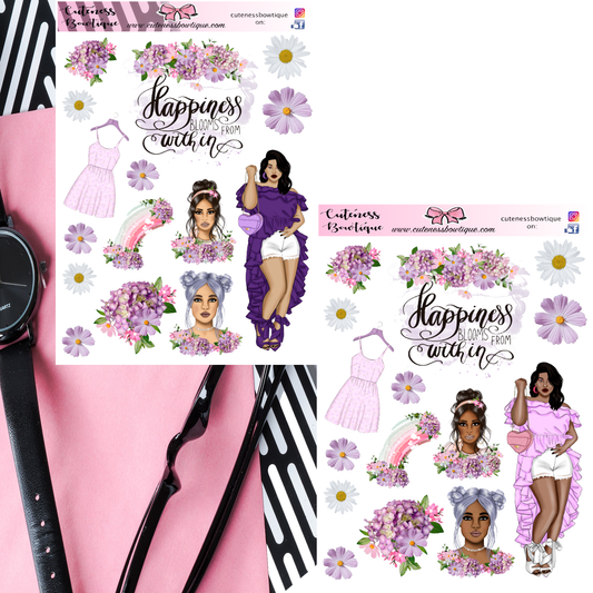 The Cuteness Journaling Sticker Sheet | Cuteness Planner Stickers for Agendas, Planners, Notebooks, Dividers BLOOM