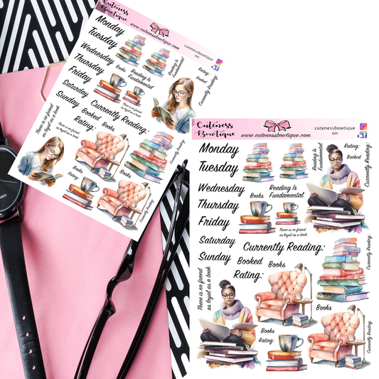 The Cuteness Journaling Sticker Sheet | Cuteness Planner Stickers for Agendas, Planners, Notebooks, Dividers | BOOKED
