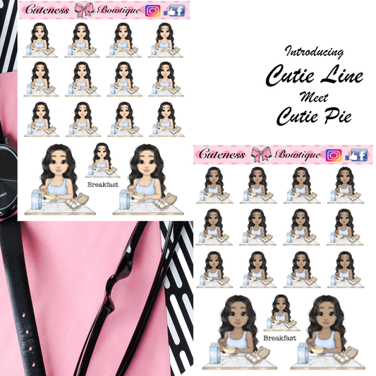 The Cutie Line Icon Sticker Sheet | Cuteness Planner Stickers for Agendas, Planners, Notebooks, Dividers | BREAKFAST