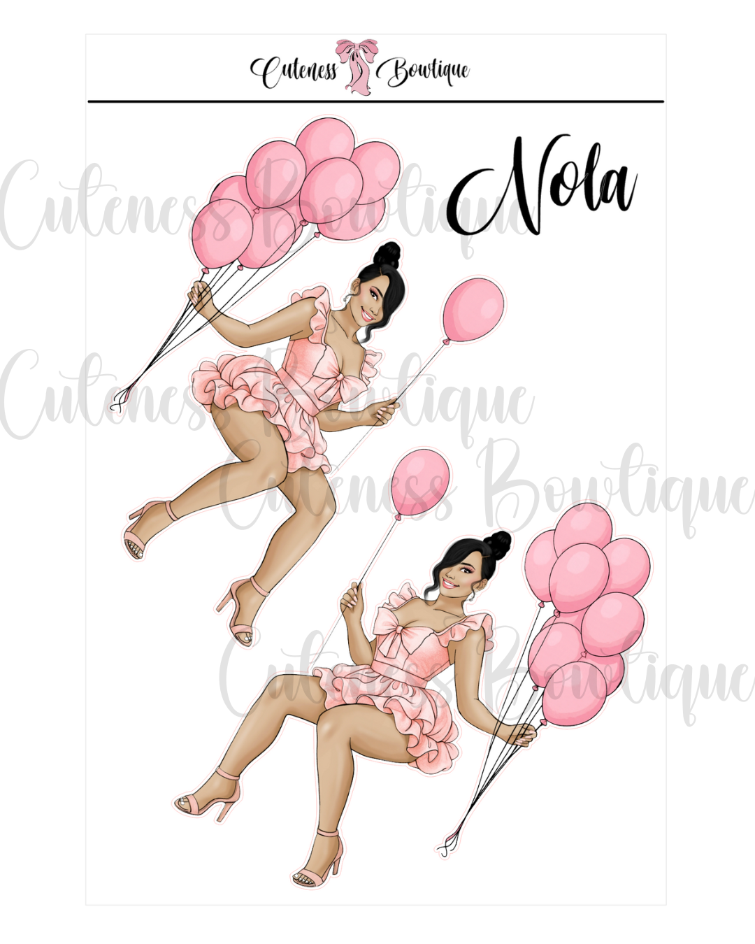 The CUSTOM Cuteness Doll Collection Sticker Sheet | Cuteness Planner Stickers for Agendas, Planners, Notebooks, Dividers | NOLA