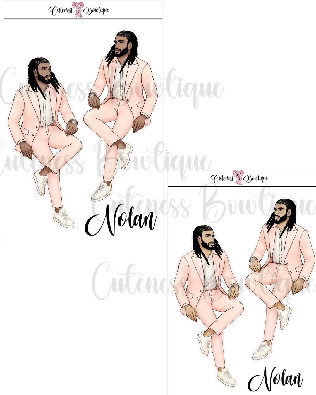 The CUSTOM Cuteness Doll Collection Sticker Sheet | Cuteness Planner Stickers for Agendas, Planners, Notebooks, Dividers | NOLAN