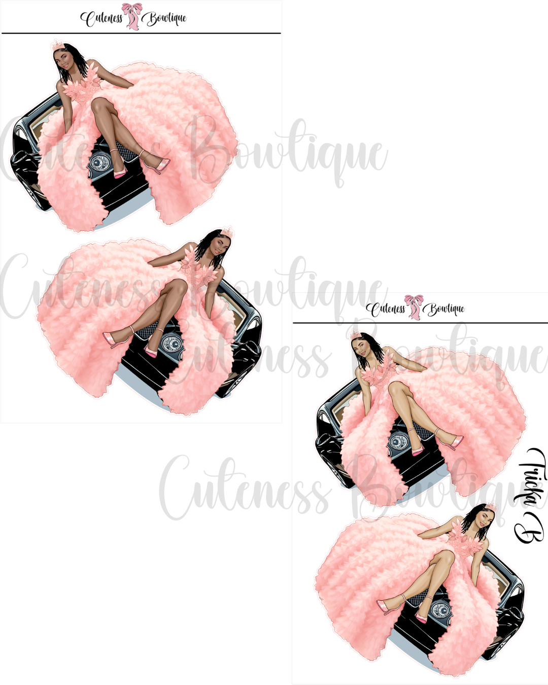 The CUSTOM Cuteness Doll Collection Sticker Sheet | Cuteness Planner Stickers for Agendas, Planners, Notebooks, Dividers | TRICKA B