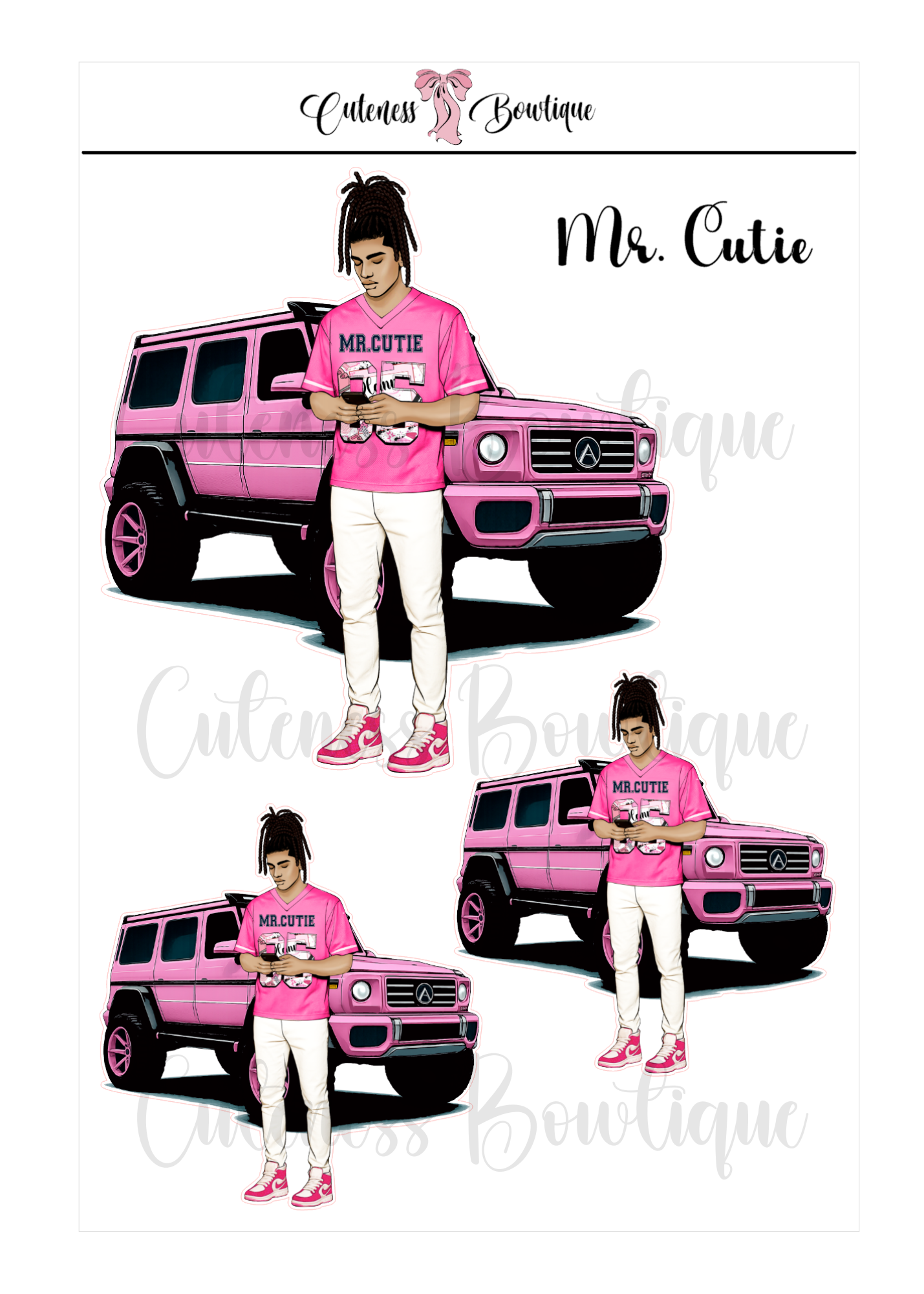 The  CUSTOM Cuteness Doll Collection Sticker Sheet | Cuteness Planner Stickers for Agendas, Planners, Notebooks, Dividers | MR. & MZ. CUTIE