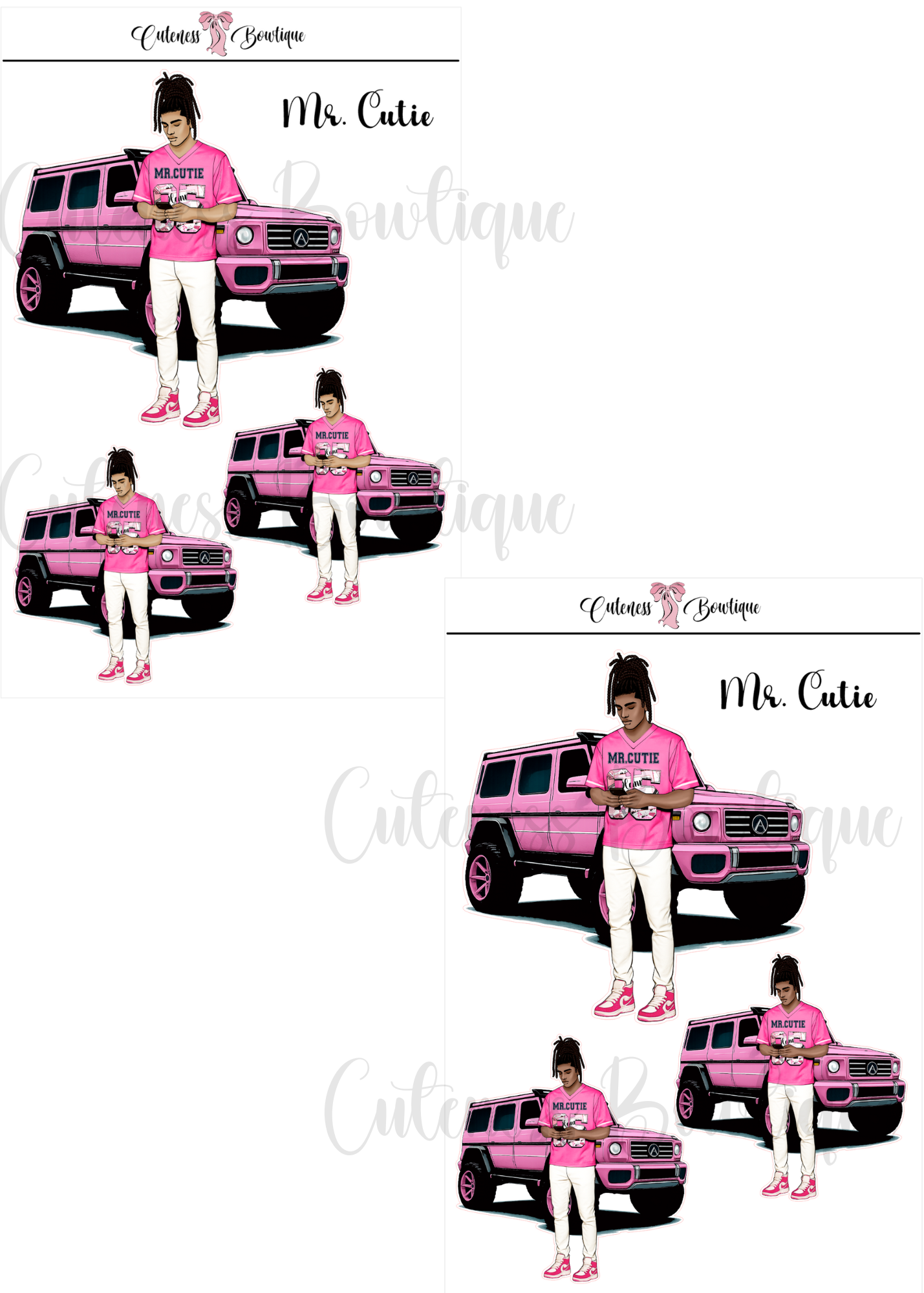 The  CUSTOM Cuteness Doll Collection Sticker Sheet | Cuteness Planner Stickers for Agendas, Planners, Notebooks, Dividers | MR. & MZ. CUTIE