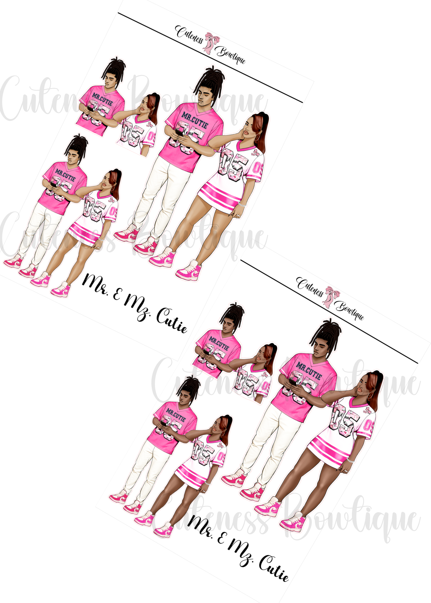 The  CUSTOM Cuteness Doll Collection Sticker Sheet | Cuteness Planner Stickers for Agendas, Planners, Notebooks, Dividers | MR. & MZ. CUTIE