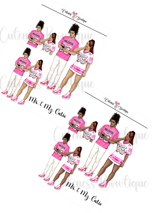 The  CUSTOM Cuteness Doll Collection Sticker Sheet | Cuteness Planner Stickers for Agendas, Planners, Notebooks, Dividers | MR. & MZ. CUTIE