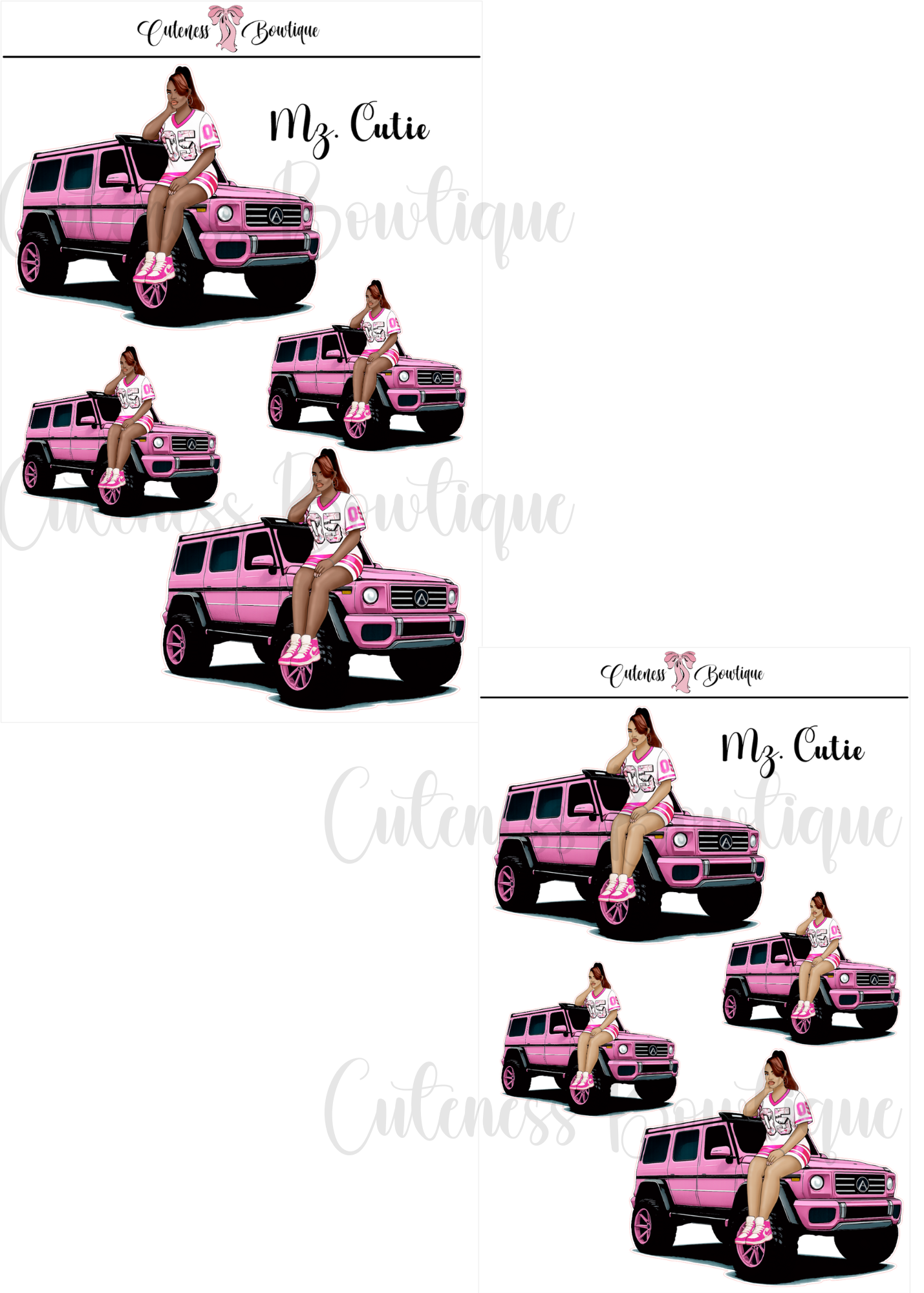 The  CUSTOM Cuteness Doll Collection Sticker Sheet | Cuteness Planner Stickers for Agendas, Planners, Notebooks, Dividers | MR. & MZ. CUTIE