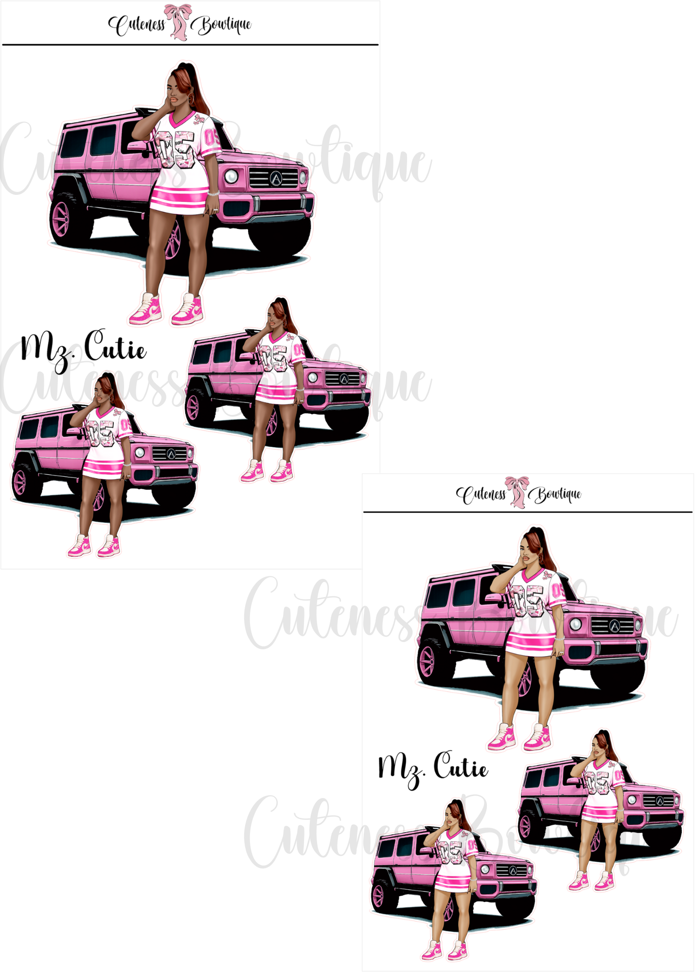 The  CUSTOM Cuteness Doll Collection Sticker Sheet | Cuteness Planner Stickers for Agendas, Planners, Notebooks, Dividers | MR. & MZ. CUTIE
