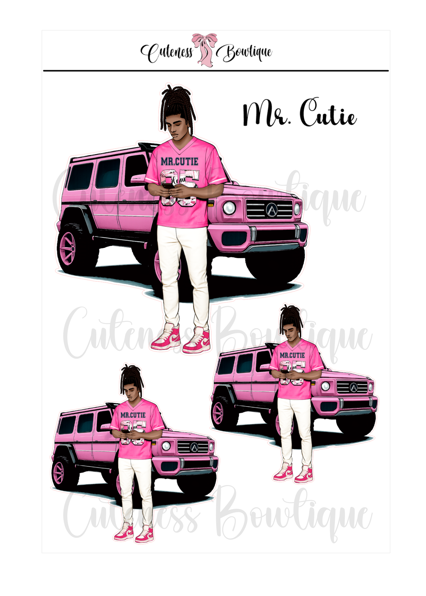 The  CUSTOM Cuteness Doll Collection Sticker Sheet | Cuteness Planner Stickers for Agendas, Planners, Notebooks, Dividers | MR. & MZ. CUTIE