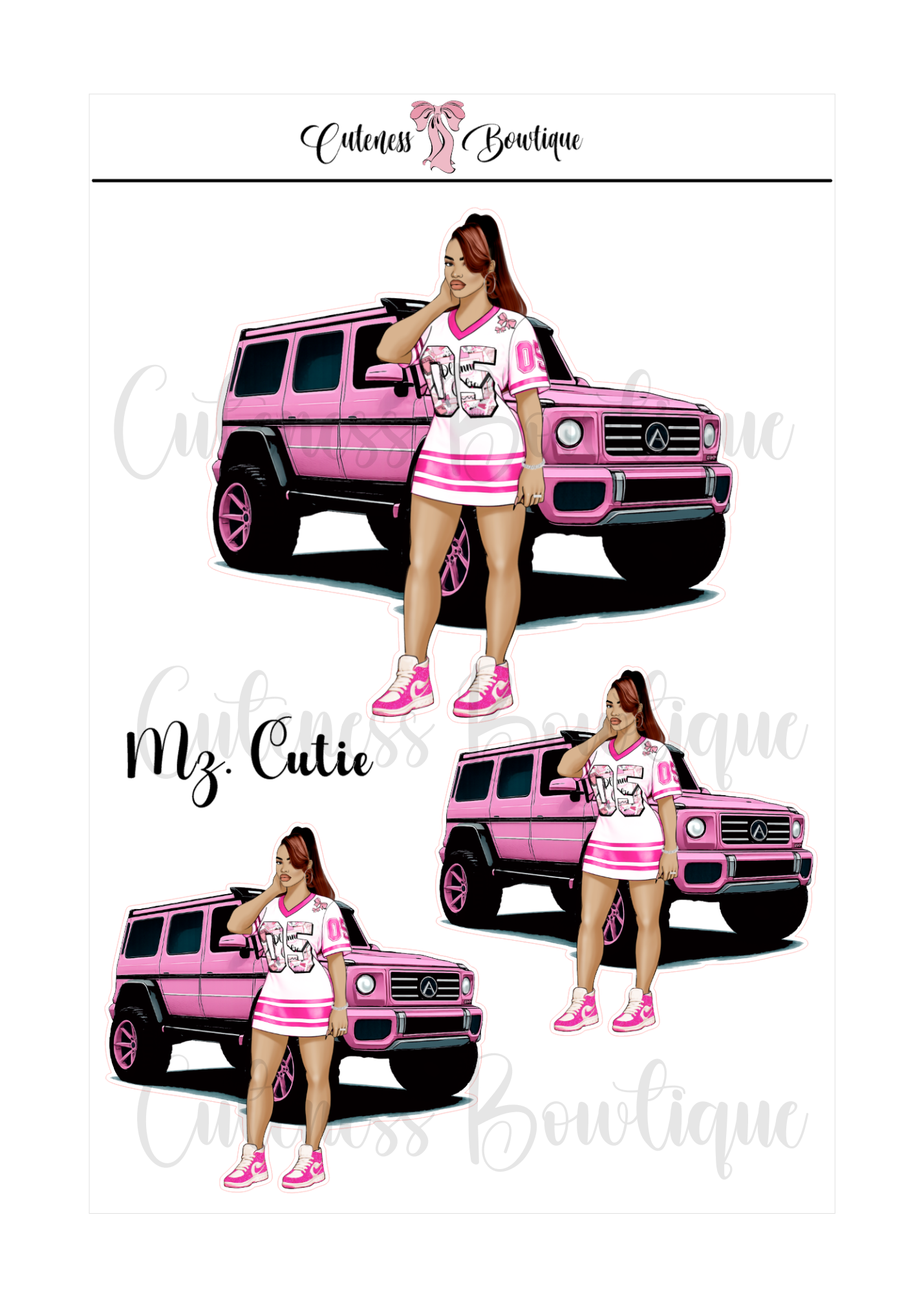 The  CUSTOM Cuteness Doll Collection Sticker Sheet | Cuteness Planner Stickers for Agendas, Planners, Notebooks, Dividers | MR. & MZ. CUTIE