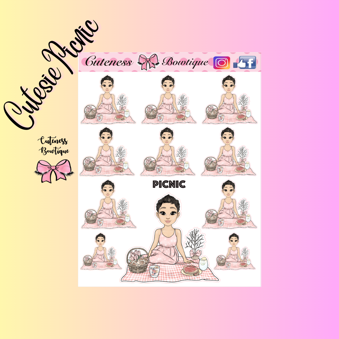 The Cutie Line Icon Sticker Sheet | Cuteness Planner Stickers for Agendas, Planners, Notebooks, Dividers | CUTESIE PICNIC