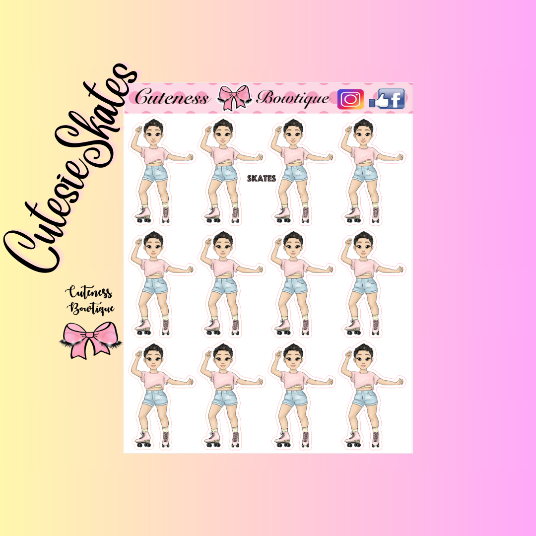 The Cutie Line Icon Sticker Sheet | Cuteness Planner Stickers for Agendas, Planners, Notebooks, Dividers | CUTESIE SKATES