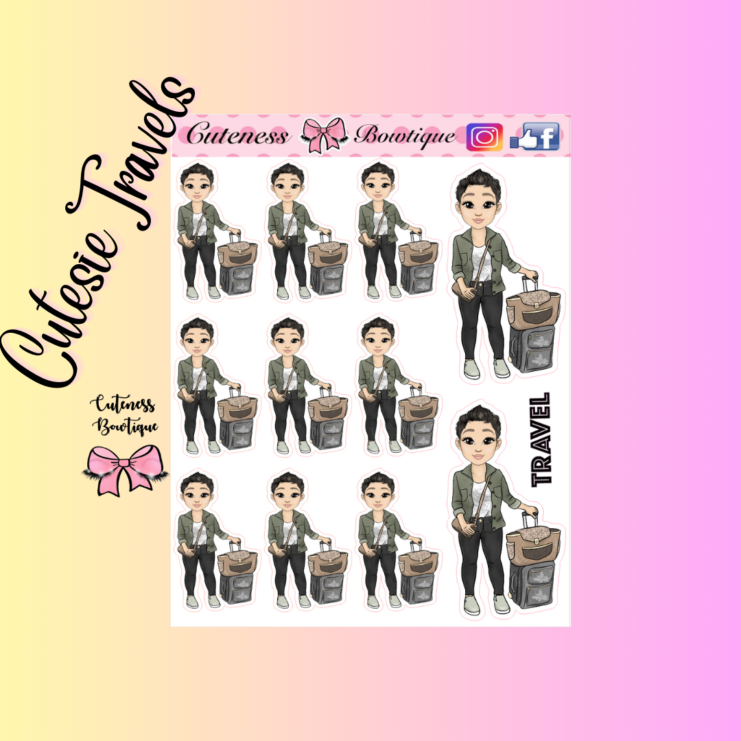 The Cutie Line Icon Sticker Sheet | Cuteness Planner Stickers for Agendas, Planners, Notebooks, Dividers | CUTESIE TRAVELS