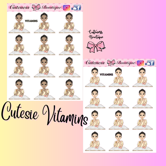The Cutie Line Icon Sticker Sheet | Cuteness Planner Stickers for Agendas, Planners, Notebooks, Dividers | CUTESIE VITAMINS