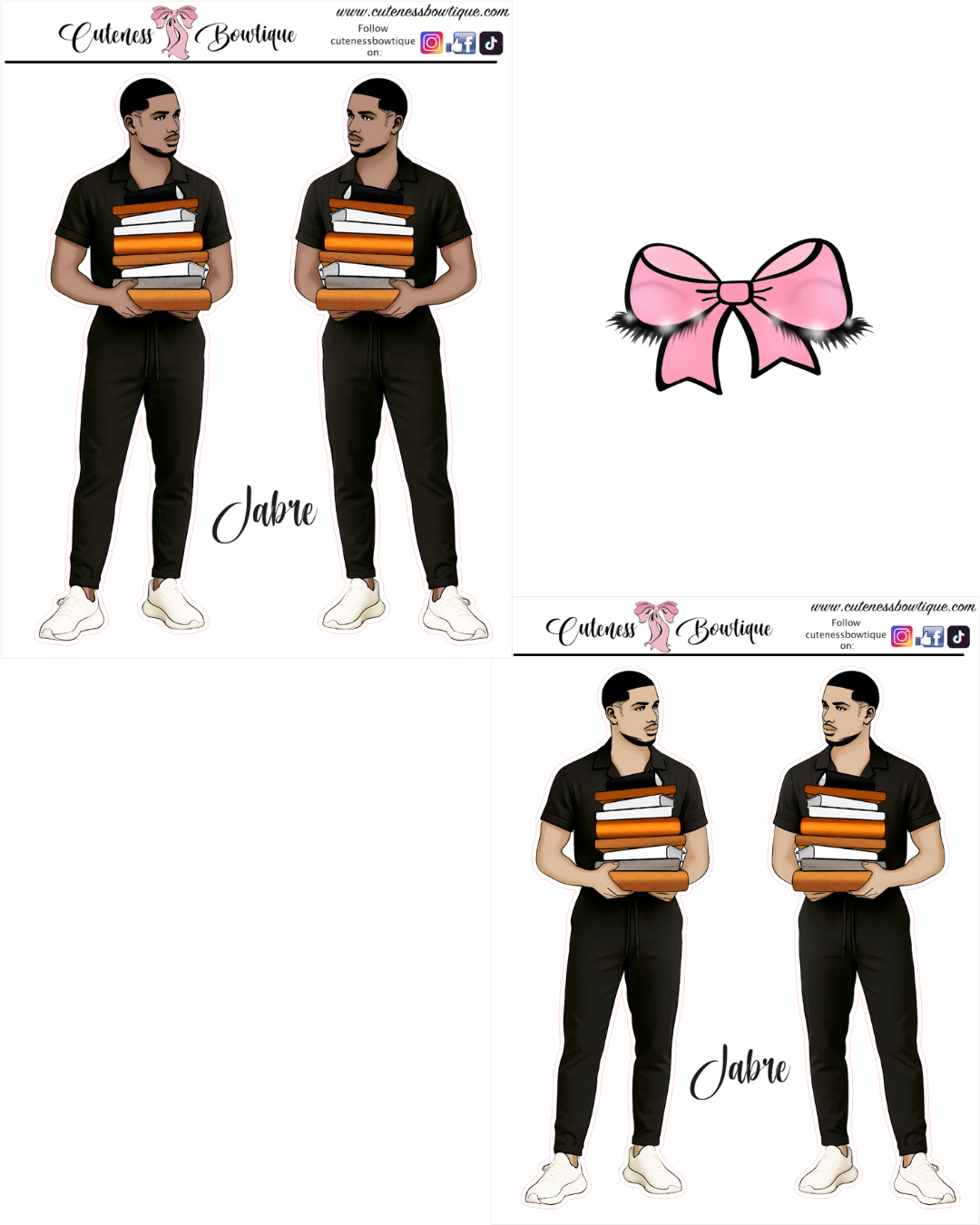 The CUSTOM Cuteness Doll Collection Sticker Sheet | Cuteness Planner Stickers for Agendas, Planners, Notebooks, Dividers | JABRE
