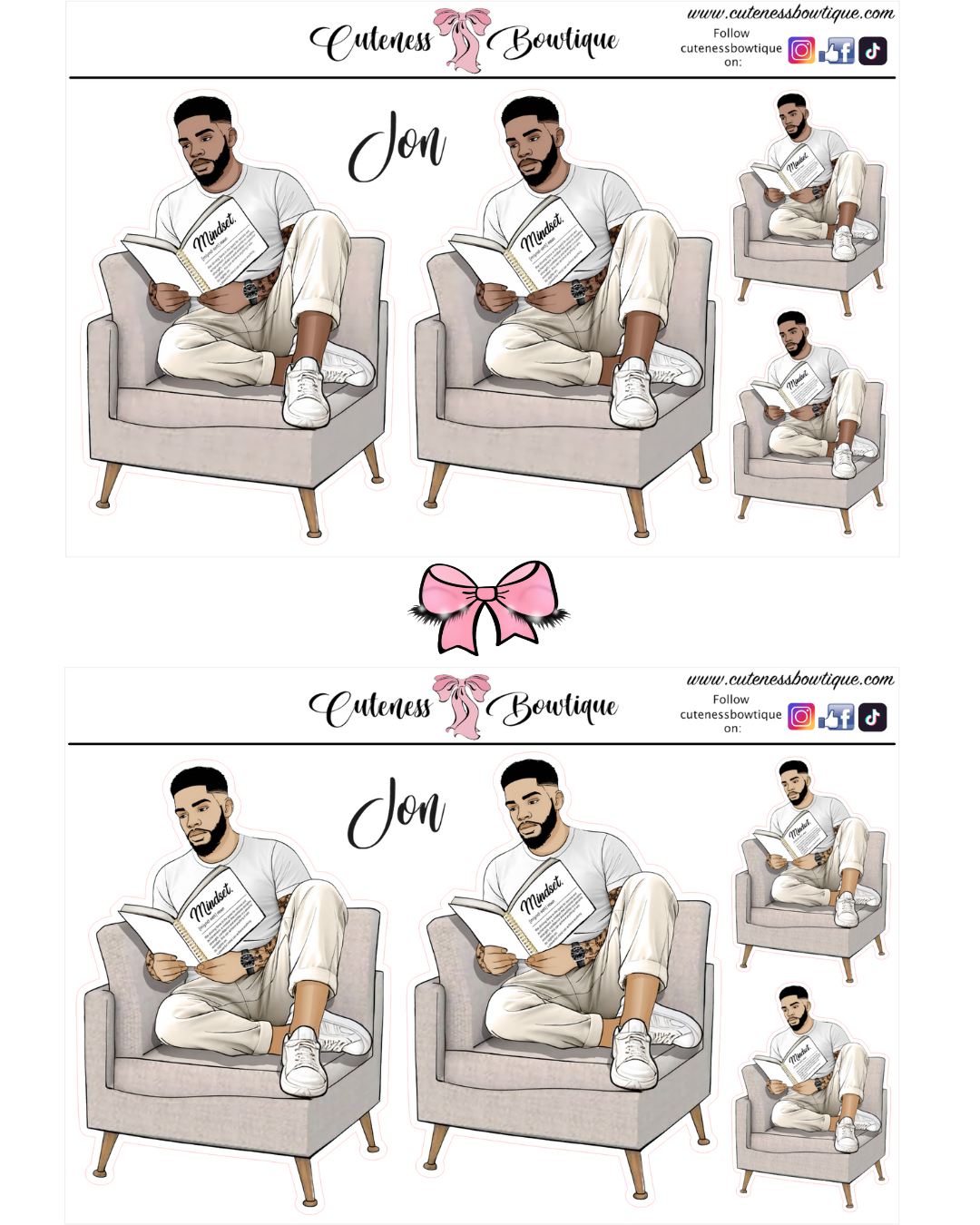 The CUSTOM Cuteness Doll Collection Sticker Sheet | Cuteness Planner Stickers for Agendas, Planners, Notebooks, Dividers | JON