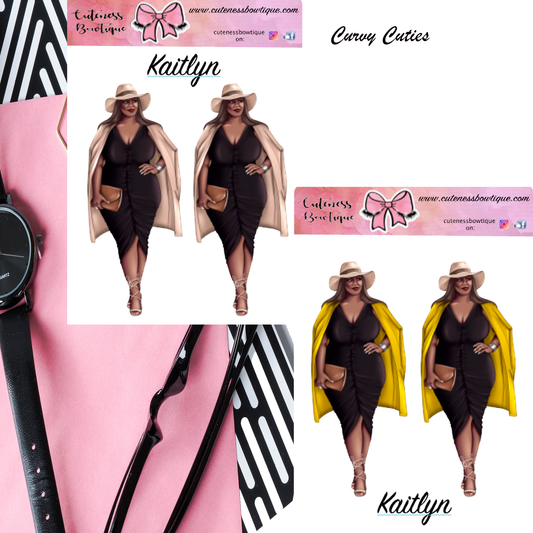 The Curvy Cutie Doll Collection Sticker Sheet | Cuteness Planner Stickers for Agendas, Planners, Notebooks, Dividers | KAITLYN