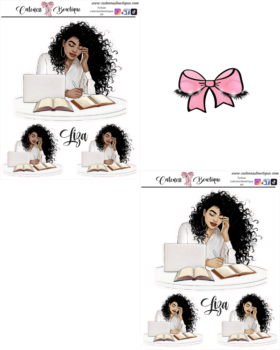 The CUSTOM Cuteness Doll Collection Sticker Sheet | Cuteness Planner Stickers for Agendas, Planners, Notebooks, Dividers | LIZA