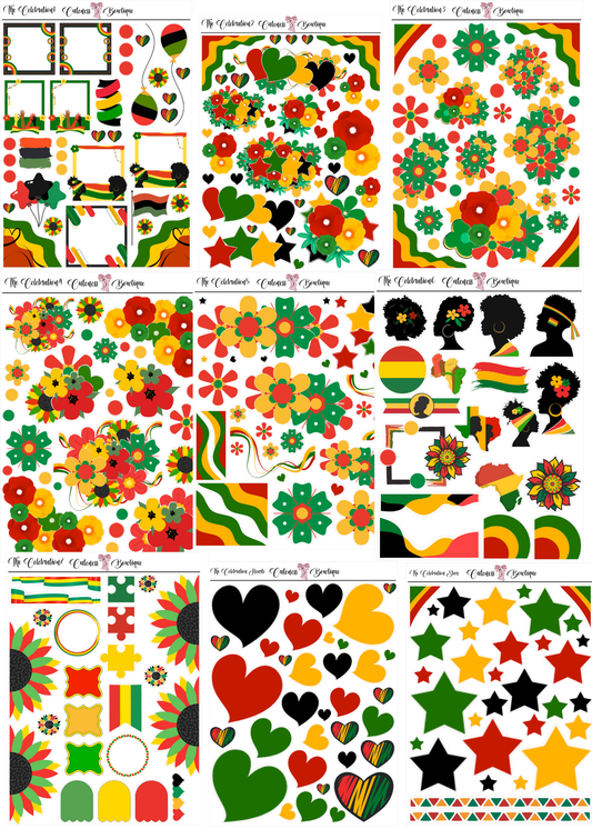 The Cuteness Journaling Sticker Sheet | Cuteness Planner Stickers for Agendas, Planners, Notebooks, Dividers | CELEBRATION (JUNETEENTH2026)