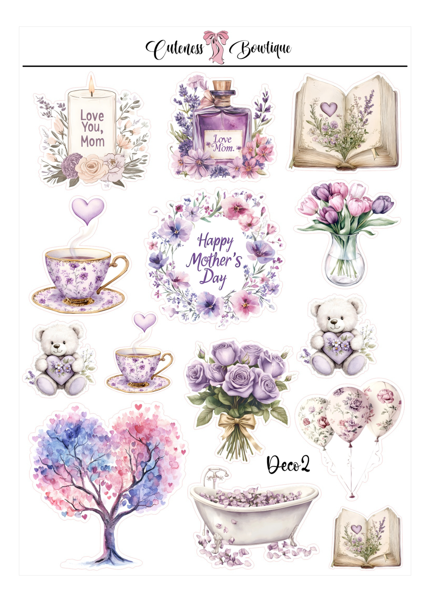 The Cuteness Doll Collection Sticker Sheet | Cuteness Planner Stickers for Agendas, Planners, Notebooks, Dividers | MOTHER