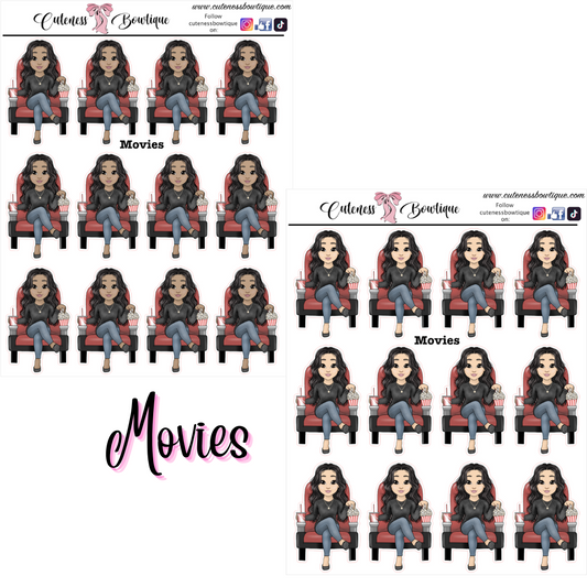 The Cutie Line Icon Sticker Sheet | Cuteness Planner Stickers for Agendas, Planners, Notebooks, Dividers | CUTIE PIE MOVIES