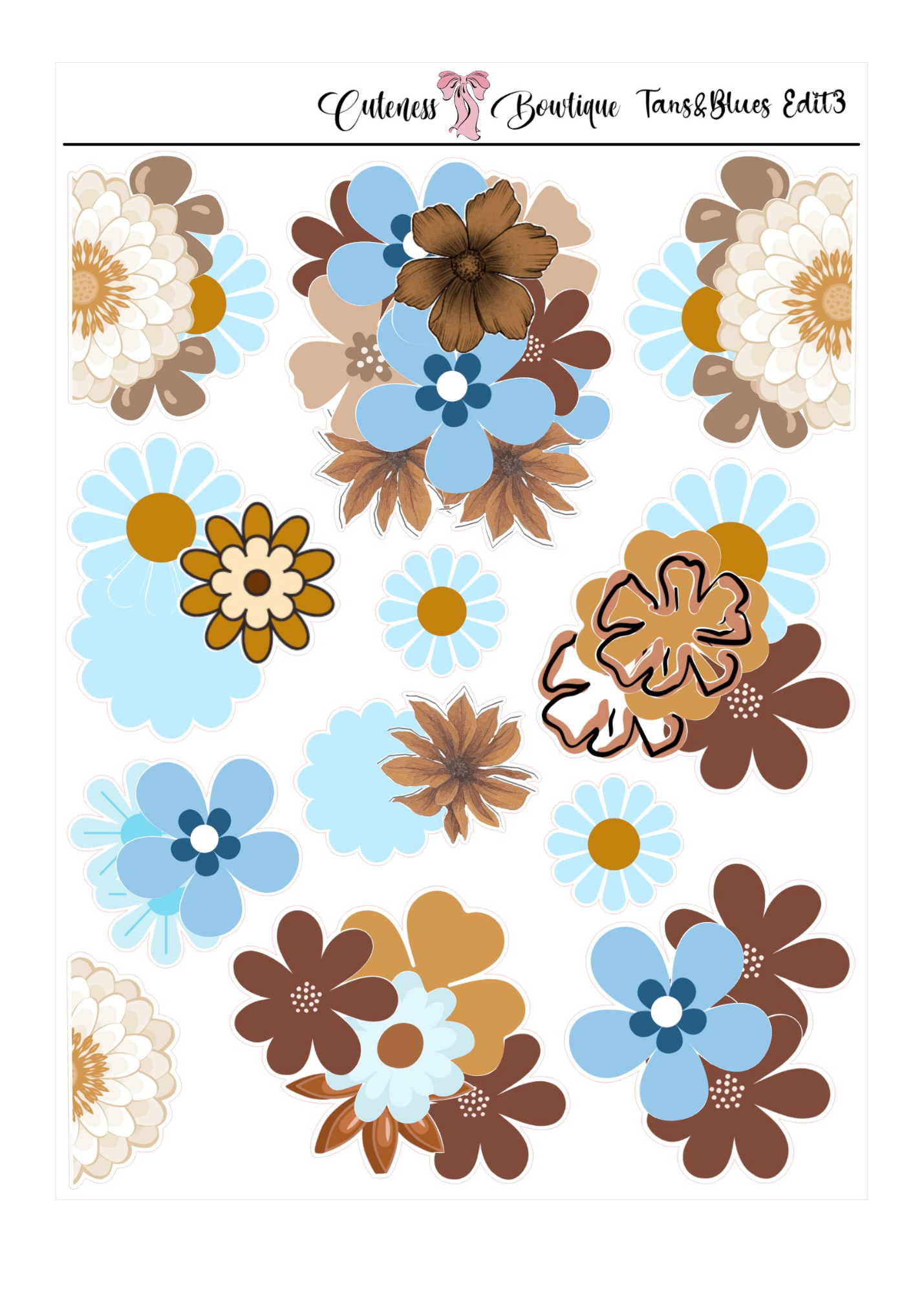 The Cuteness Journaling Sticker Sheet | Cuteness Planner Stickers for Agendas, Planners, Notebooks, Dividers | BLOOMING SEASON EDIT