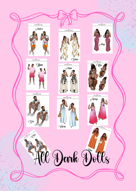 The CUSTOM Cuteness Doll Collection Sticker Sheet | Cuteness Planner Stickers for Agendas, Planners, Notebooks, Dividers | SELFIE SEASON