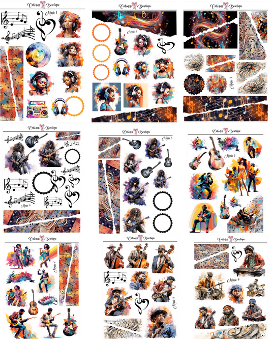 The Cuteness Journaling Sticker Sheet | Cuteness Planner Stickers for Agendas, Planners, Notebooks, Dividers | MUSIC