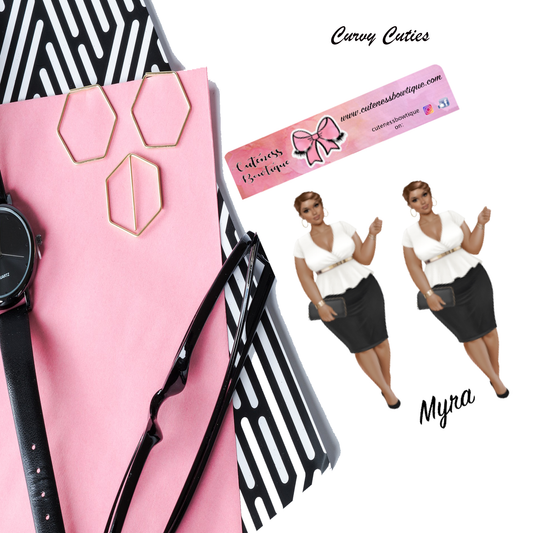 The Curvy Cutie Doll Collection Sticker Sheet | Cuteness Planner Stickers for Agendas, Planners, Notebooks, Dividers | MYRA