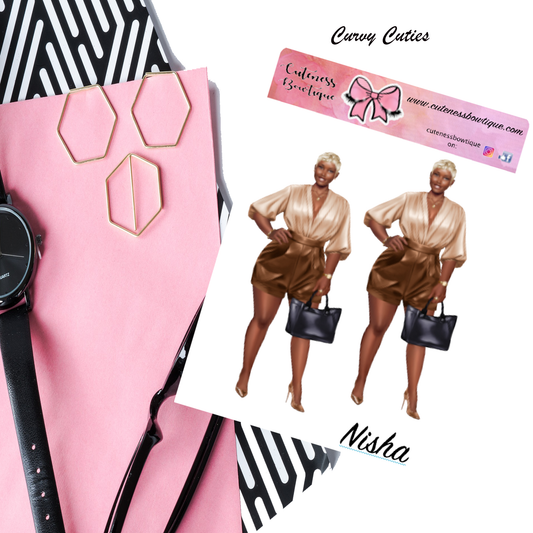 The Curvy Cutie Doll Collection Sticker Sheet | Cuteness Planner Stickers for Agendas, Planners, Notebooks, Dividers | NISHA