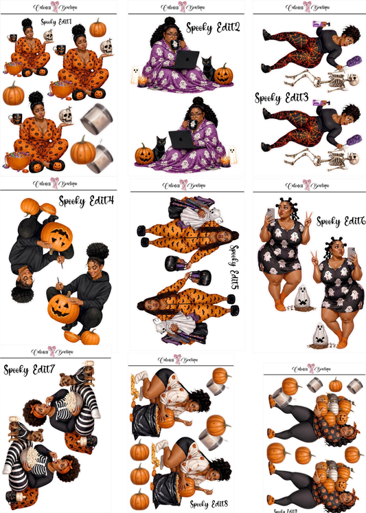 The Cuteness Doll Collection Sticker Sheet | Cuteness Planner Stickers for Agendas, Planners, Notebooks, Dividers | SPOOKY EDIT