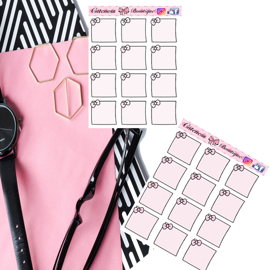 The Deco Elements Collection Sticker Sheet | Cuteness Planner Stickers for Agendas, Planners, Notebooks, Dividers | PINK STICKY NOTES