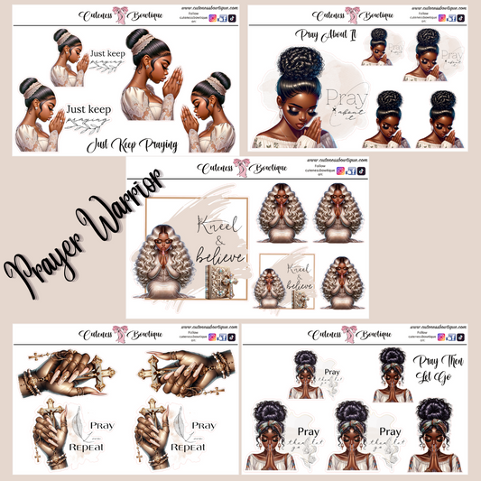 The WAR BINDER Collection Sticker Sheet | Cuteness Planner Stickers for Agendas, Planners, Notebooks, Dividers | PRAYER WARRIORS