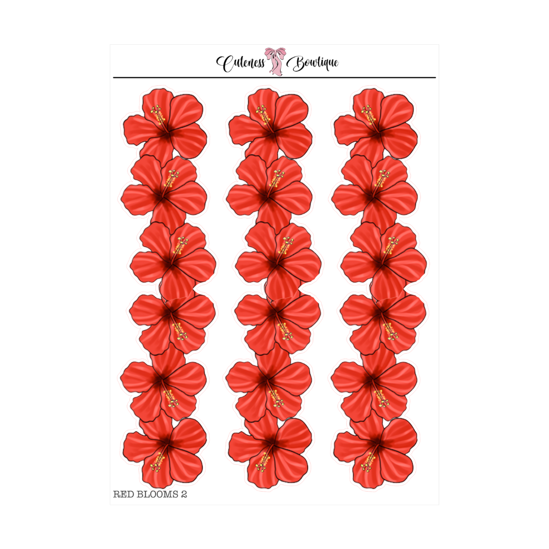 The Cuteness Journaling  Sticker Sheet | Cuteness Planner Stickers for Agendas, Planners, Notebooks, Dividers | RED BLOOMS