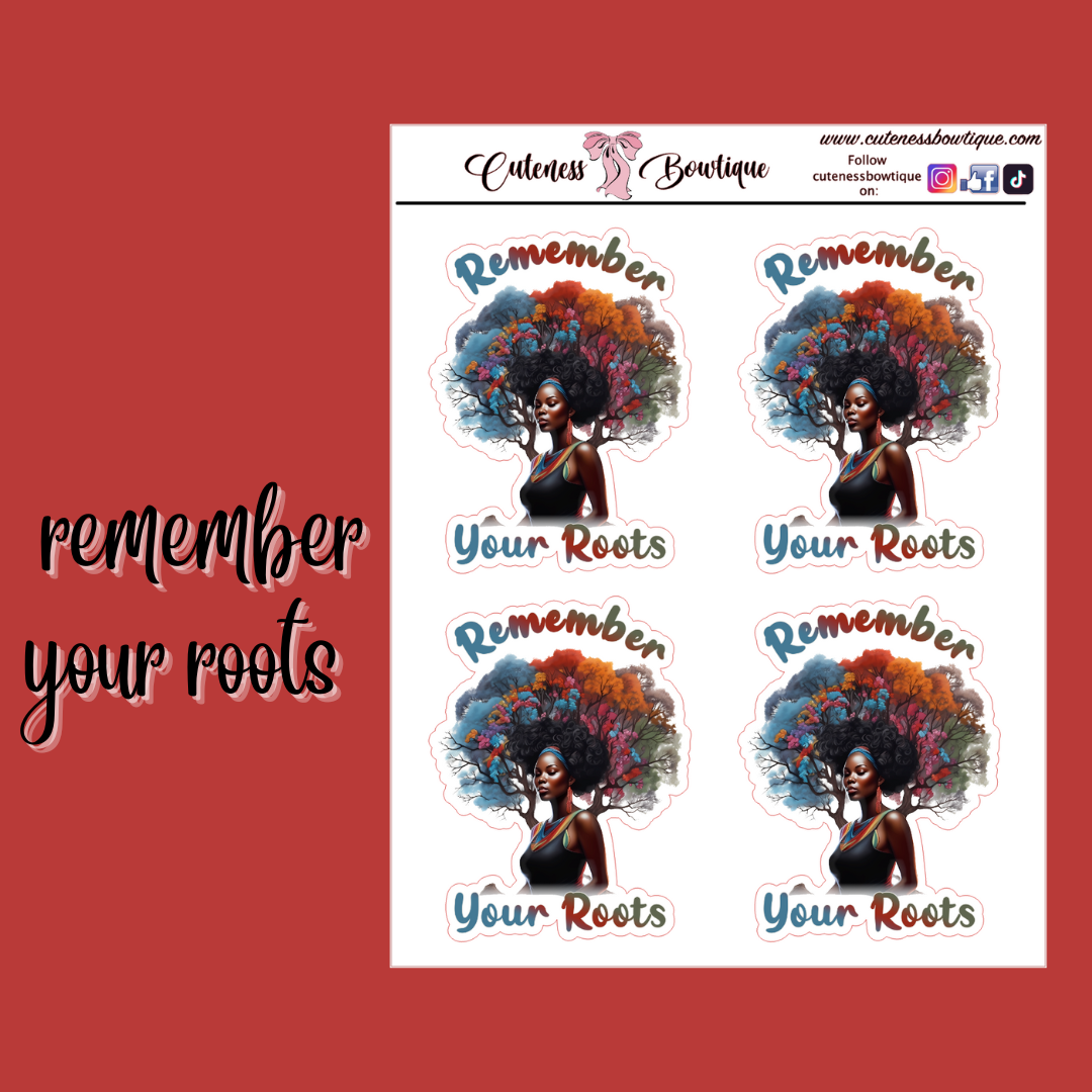 The Cuteness Journaling Sticker Sheet | Cuteness Planner Stickers for Agendas, Planners, Notebooks, Dividers | REMEMBER YOUR ROOTS