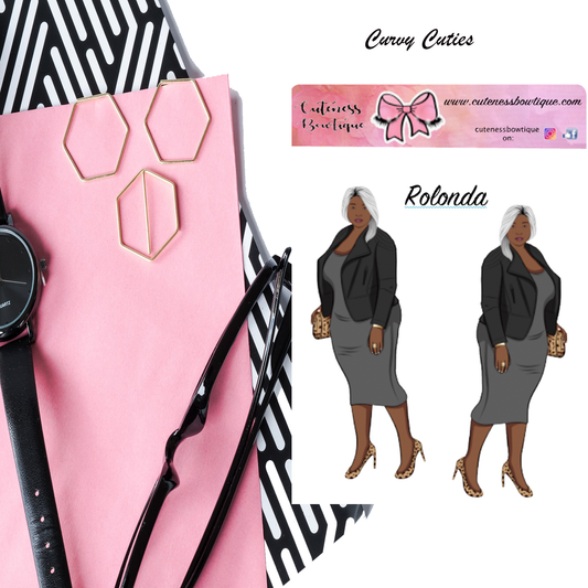 The Curvy Cutie Doll Collection Sticker Sheet | Cuteness Planner Stickers for Agendas, Planners, Notebooks, Dividers | ROLONDA