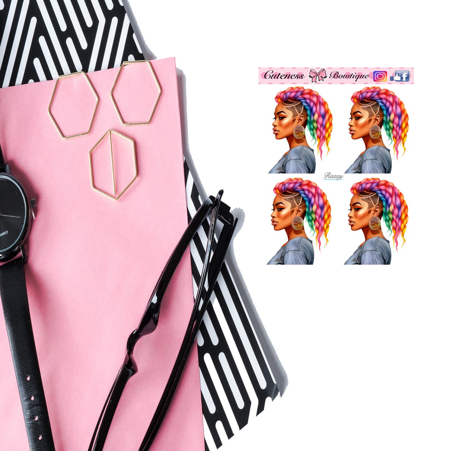 The Cuteness Doll Collection Sticker Sheet | Cuteness Planner Stickers for Agendas, Planners, Notebooks, Dividers | COLOR ME COLLECTION