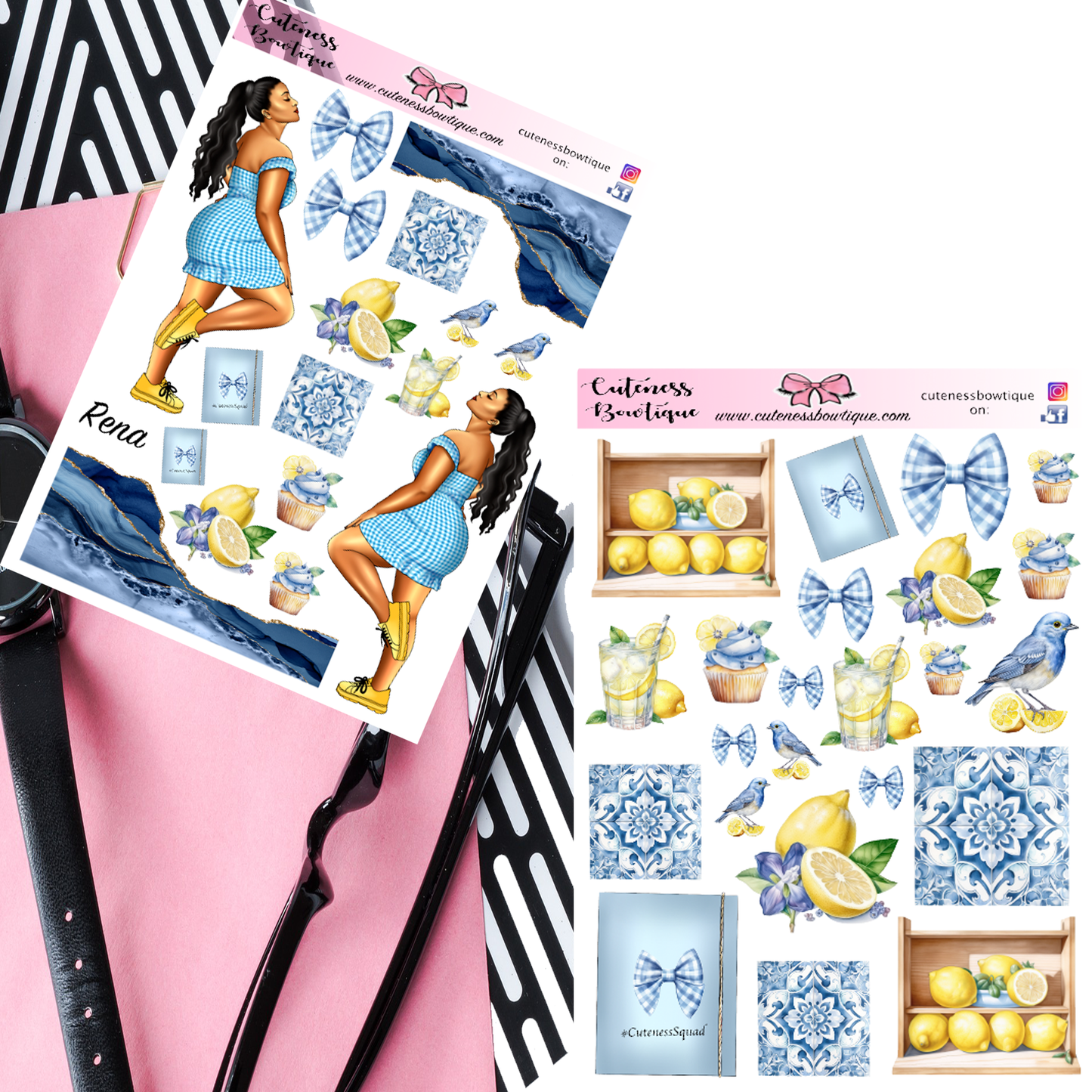 The  Cuteness KITS I Collection Sticker Sheet | Cuteness Planner Stickers for Agendas, Planners, Notebooks, Dividers | RENA JOURNALING KIT