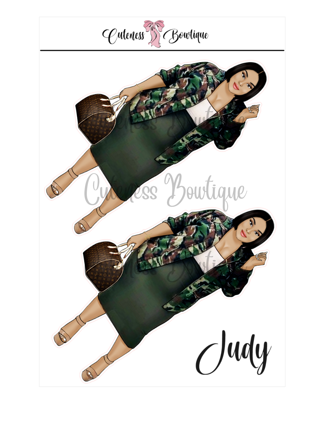 The Cuteness Squad Custom SOULJA COLLECTION | Cuteness Planner Stickers for Agendas, Planners, Notebooks, Dividers | JUDY