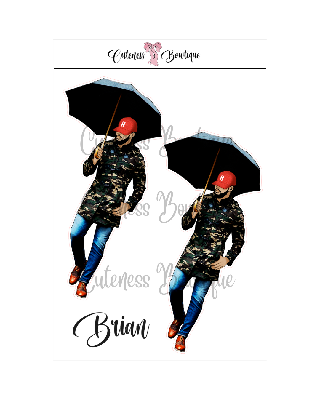 The Cuteness Squad Custom SOULJA COLLECTION | Cuteness Planner Stickers for Agendas, Planners, Notebooks, Dividers | BRIAN