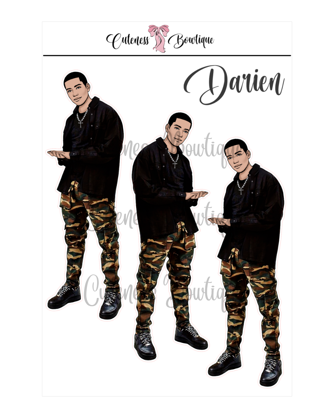 The Cuteness Squad Custom SOULJA COLLECTION | Cuteness Planner Stickers for Agendas, Planners, Notebooks, Dividers | DARIEN