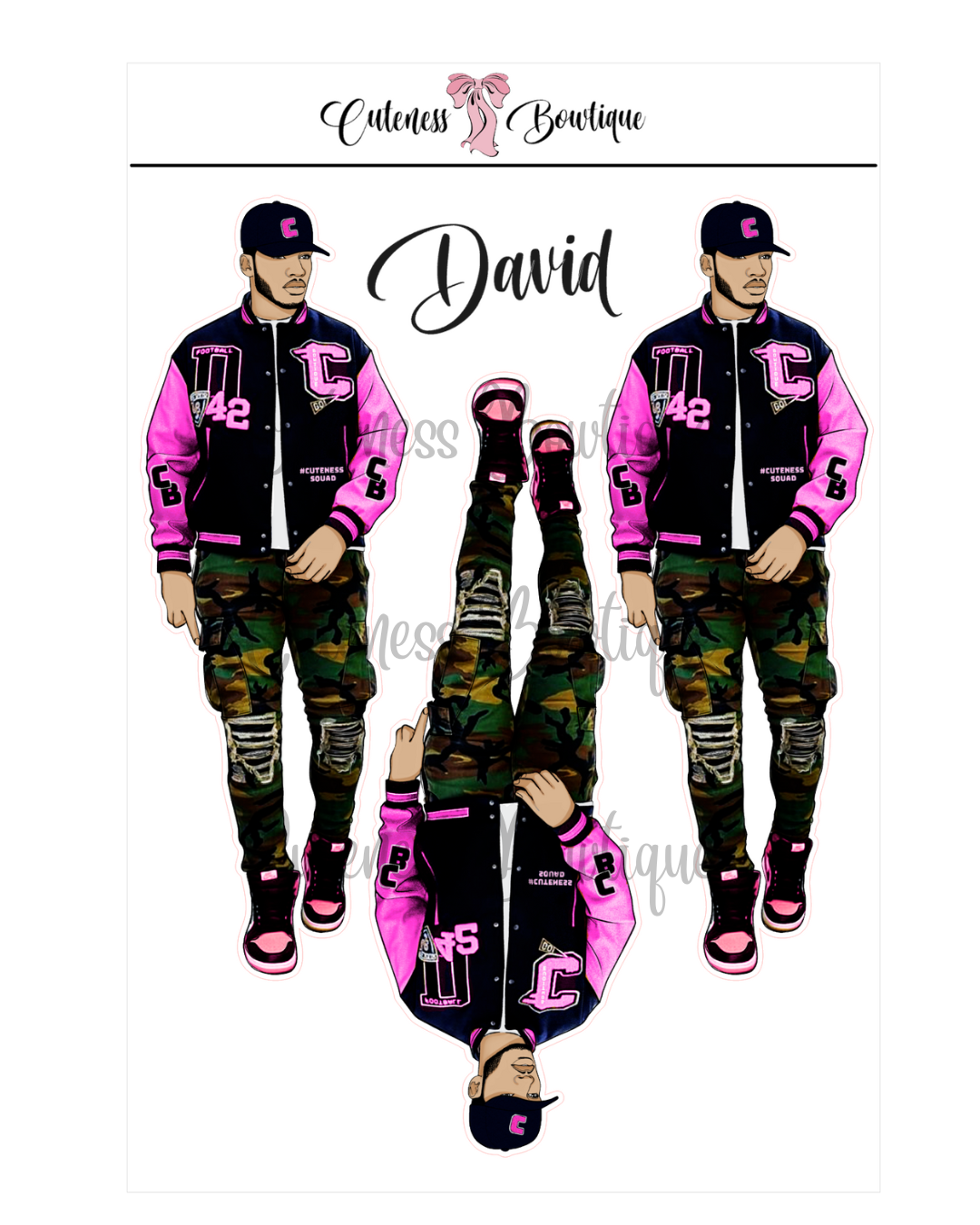 The Cuteness Squad Custom SOULJA COLLECTION | Cuteness Planner Stickers for Agendas, Planners, Notebooks, Dividers | DAVID