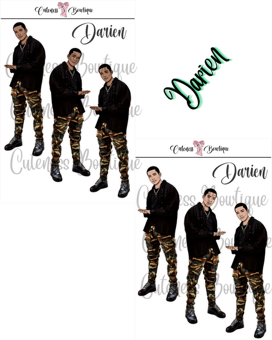 The Cuteness Squad Custom SOULJA COLLECTION | Cuteness Planner Stickers for Agendas, Planners, Notebooks, Dividers | DARIEN