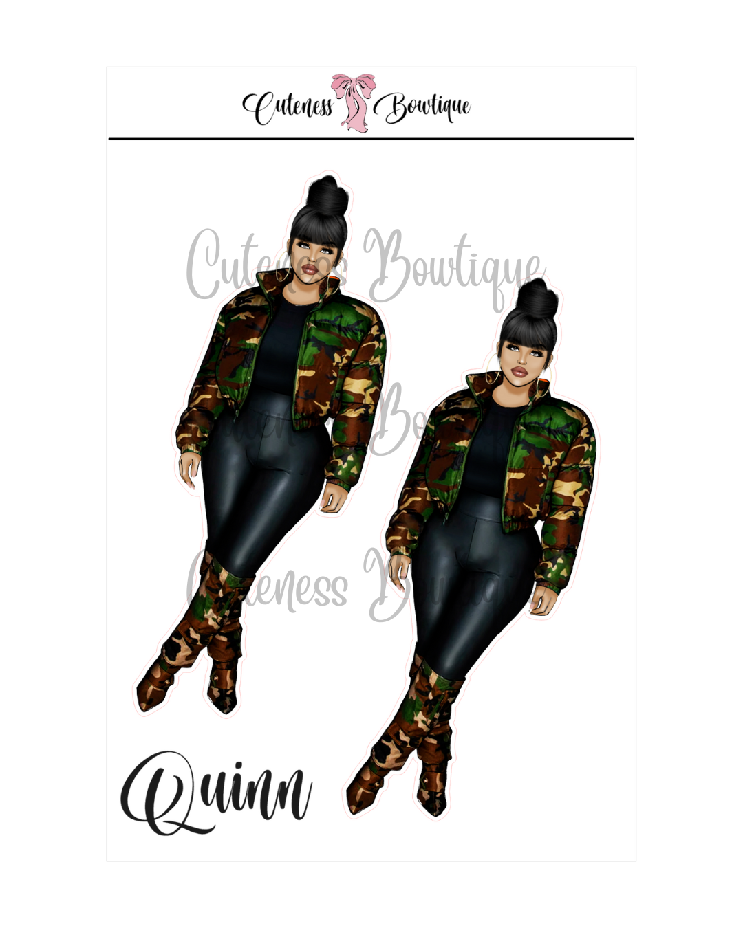 The Cuteness Squad Custom SOULJA COLLECTION | Cuteness Planner Stickers for Agendas, Planners, Notebooks, Dividers | QUINN