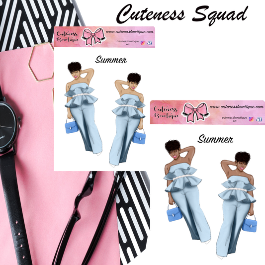 The Cuteness Squad Sticker Sheet | Cuteness Planner Stickers for Agendas, Planners, Notebooks, Dividers | SUMMER BLUE