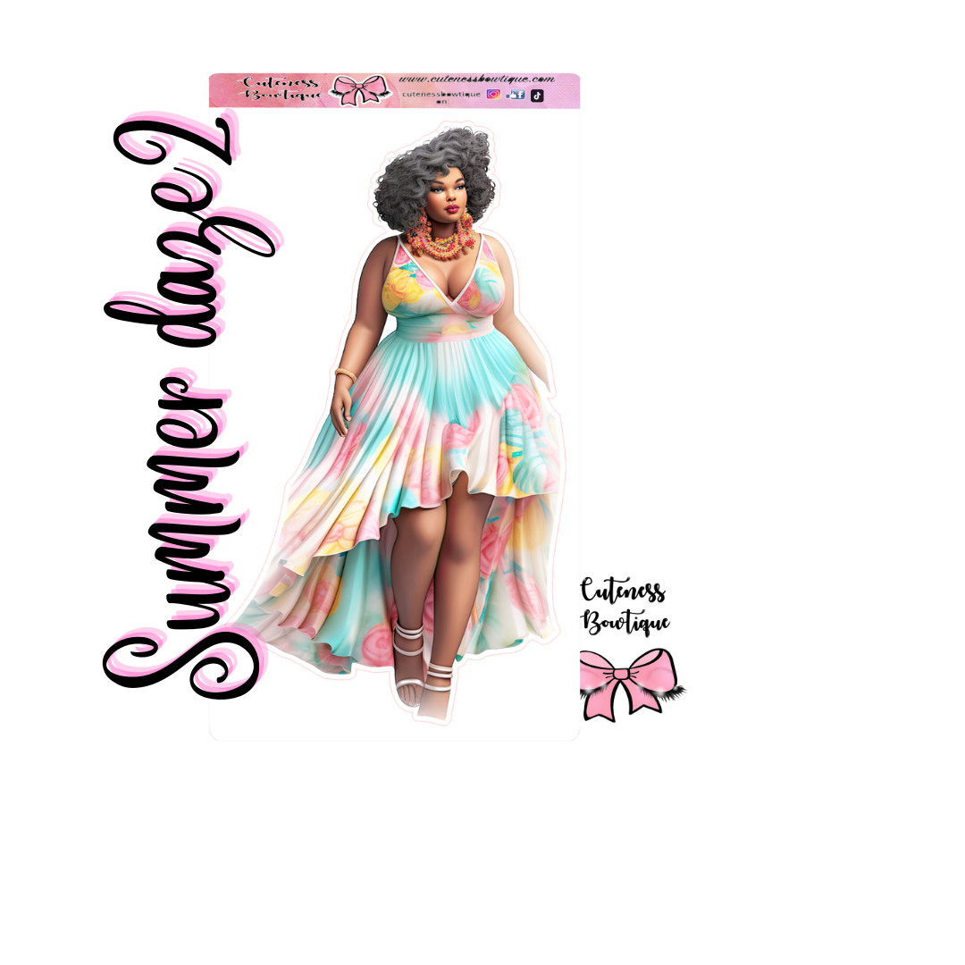 The Cuteness Doll Collection Sticker Sheet | Cuteness Planner Stickers for Agendas, Planners, Notebooks, Dividers | SUMMER DAZE