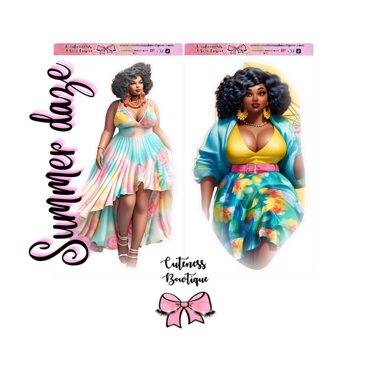 The Cuteness Doll Collection Sticker Sheet | Cuteness Planner Stickers for Agendas, Planners, Notebooks, Dividers | SUMMER DAZE